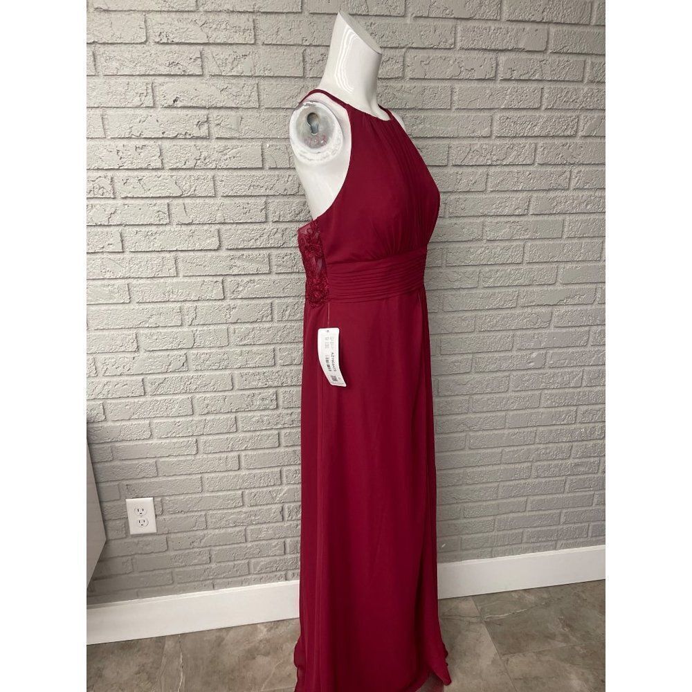 NWT Azazie Burgundy Bonnie Allure Halter Bridesmaid Dress Size 14 - Picture 11 of 16